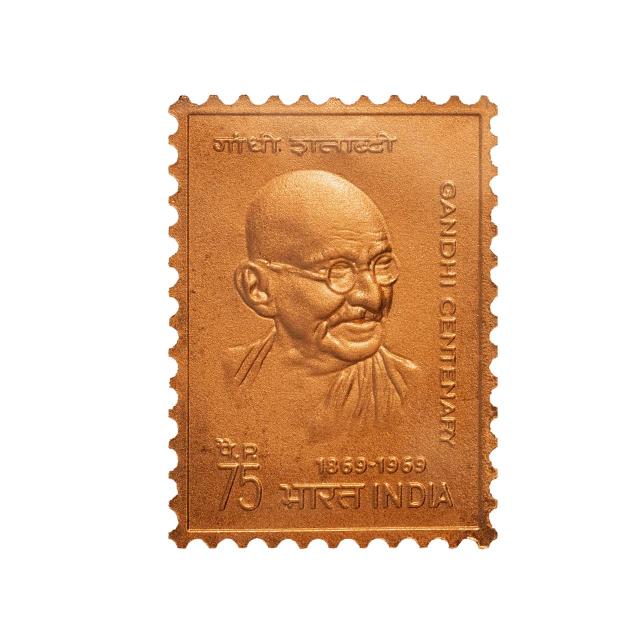 تمبر رسمی و فاخر گاندی پک 10 گرم نقره 10 گرم مس