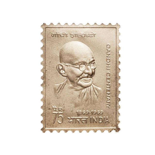 تمبر رسمی و فاخر گاندی پک 10 گرم نقره 10 گرم مس